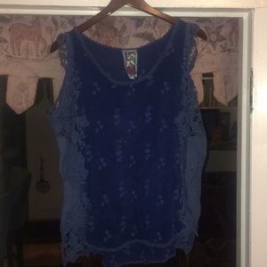Johnny Was Pretty Blue Crochet Top